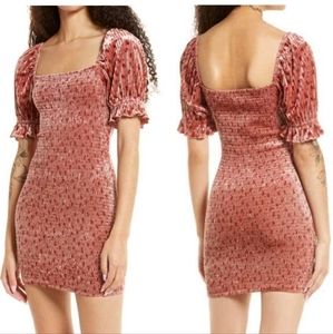 Lulus Fleur-Ever Smocked Velvet Minidress